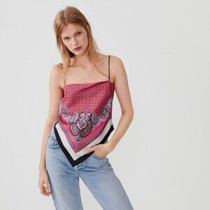 Zara Pink Bandana Printed Scarf Top ‎ Size XS-Small